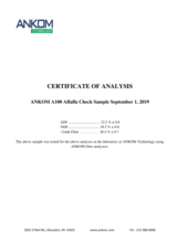 Certificate of Analysis for A100 Alfalfa Sample 010919