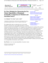 In Vitro Methods for Measuring DMD of Ruminant Feedstuffs: Comparison of Methods and Inoculum Source 