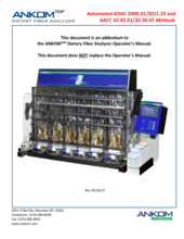 TDF Dietary Fiber Analyzer Operator's Manual 2009.01 & 2011.25 Addendum